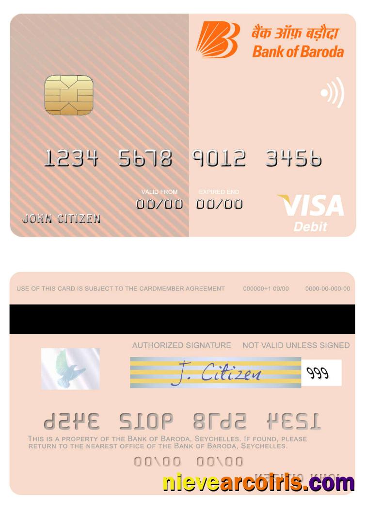 Seychelles Bank Of Baroda Visa Debit Card Preview