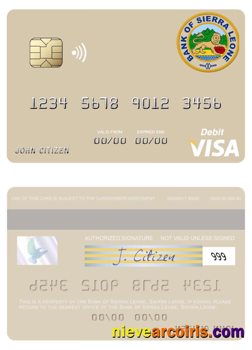 Sierra Leone Bank Of Sierra Leone Visa Debit Card Preview