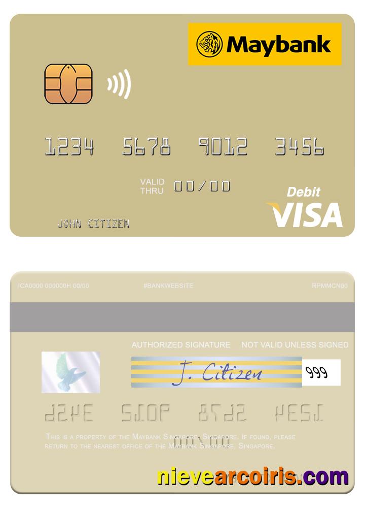 Singapore Maybank Singapore Visa Debit Card Sample