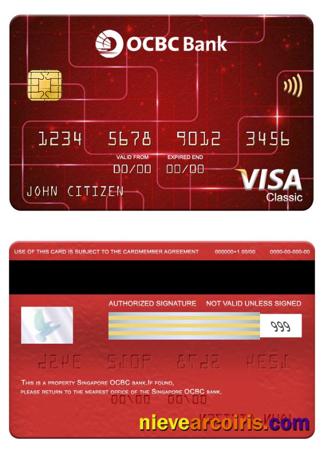 Singapore OCBC Bank Visa Classic Card Sample