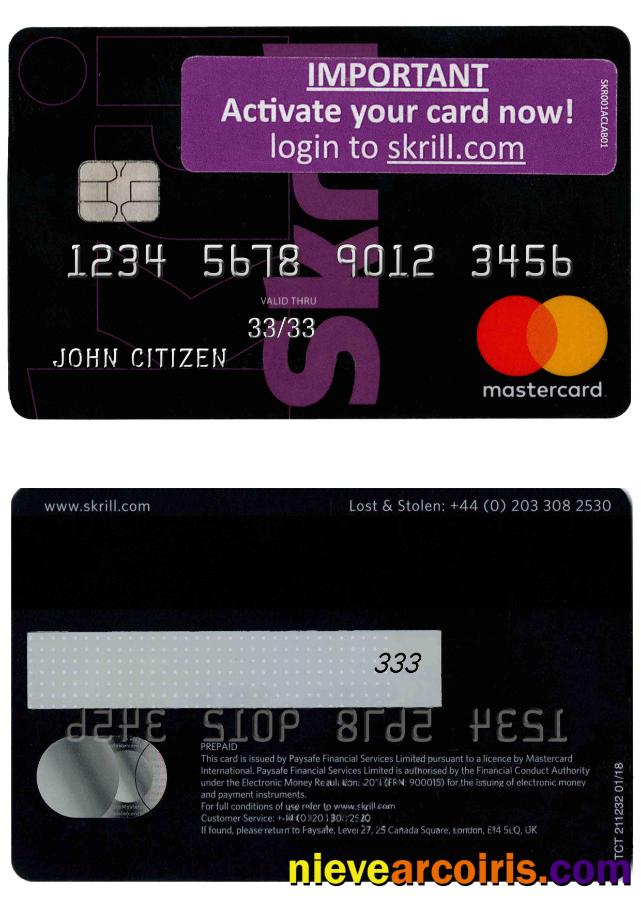 Skrill Mastercard Sample