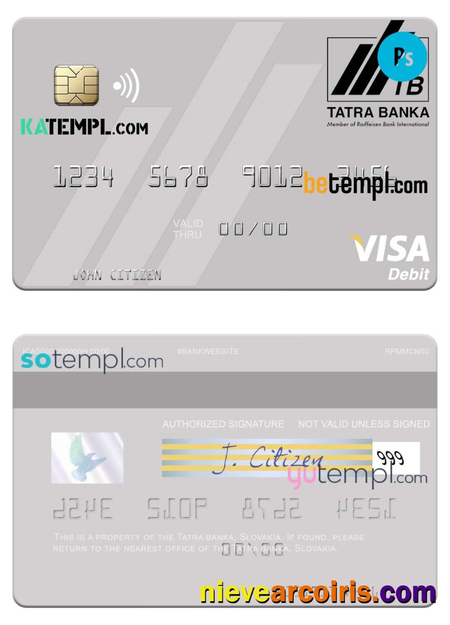 Premium Slovakia Tatra Banka Visa Debit Card Template In PSD Format
