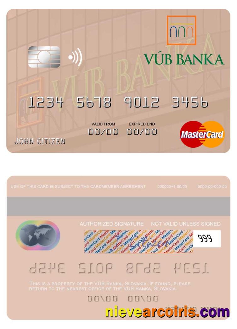 Slovakia VÚB Banka Mastercard Sample