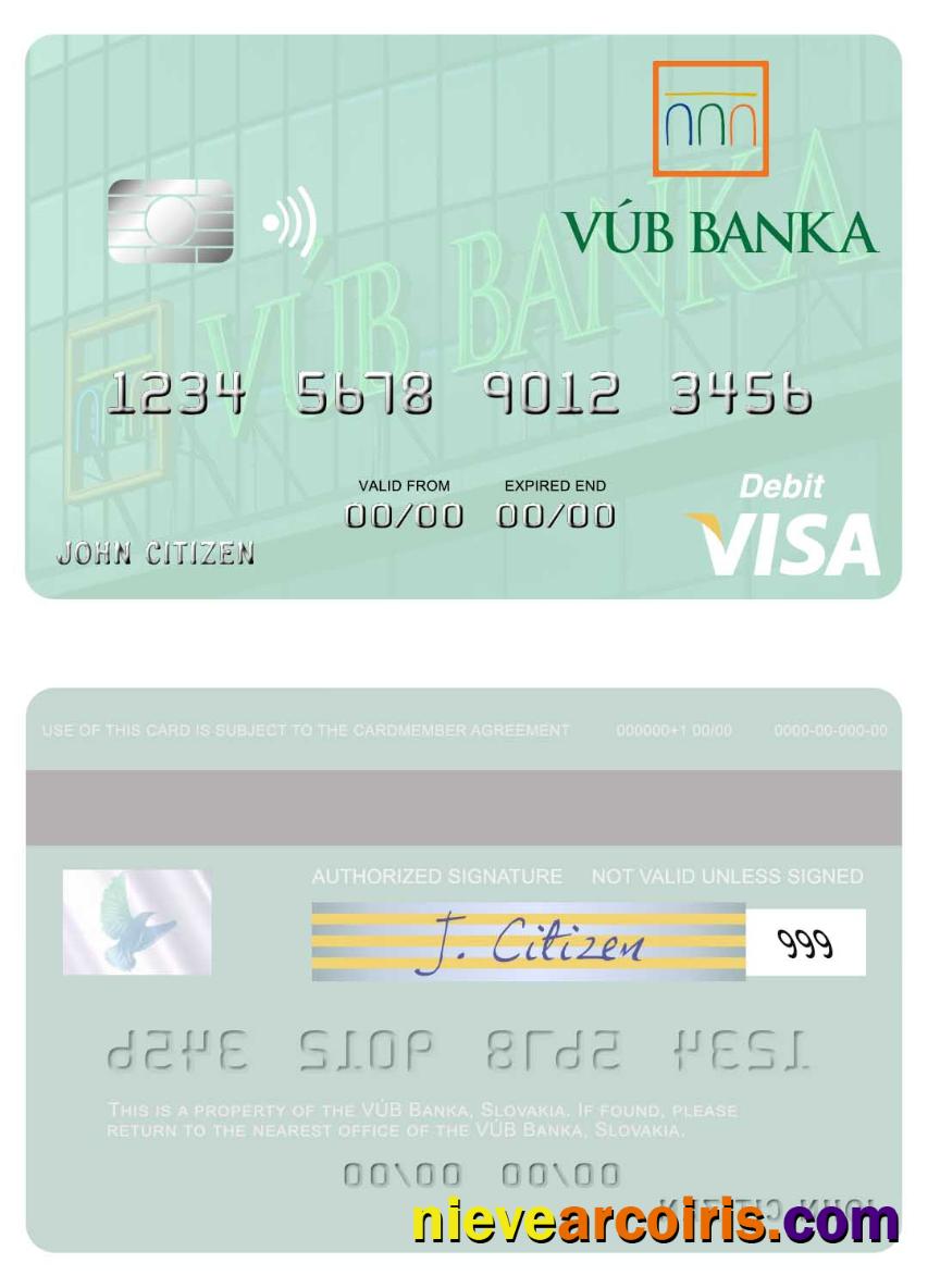 Slovakia VÚB Banka Visa Debit Card Template