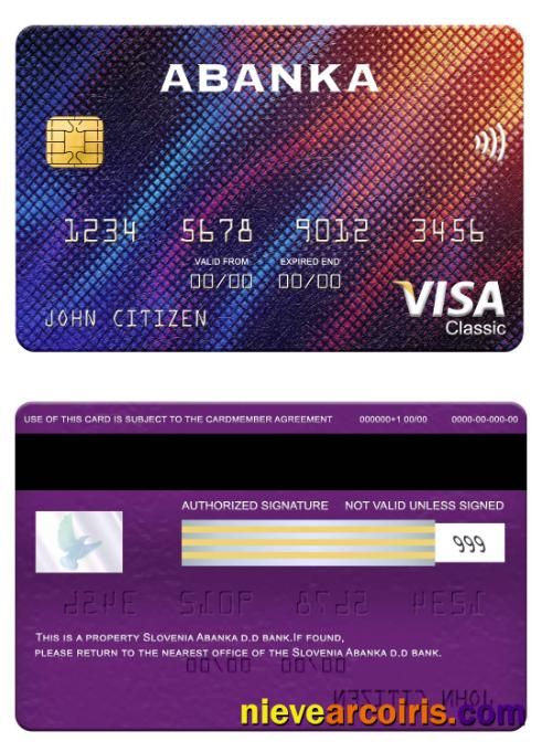 Slovenia Abanka D.d Bank Visa Classic Card Template