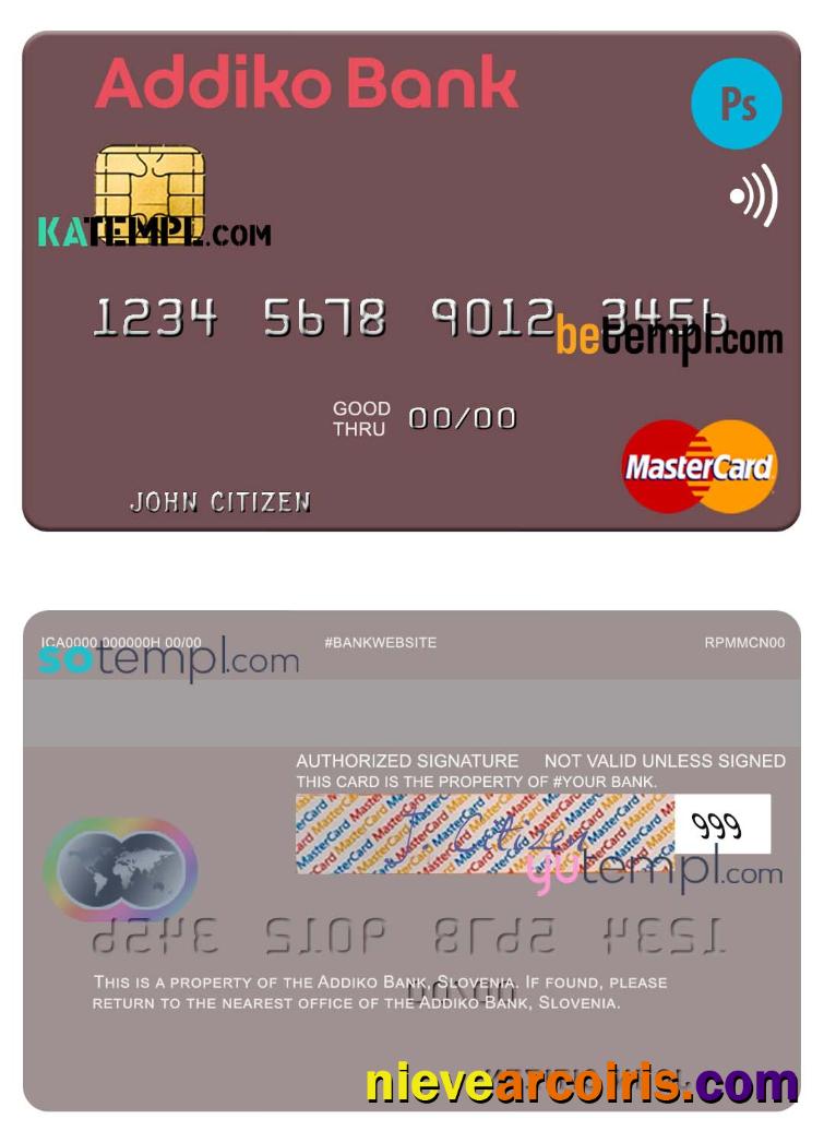 Editable Slovenia Addiko Bank Mastercard Template In PSD Format