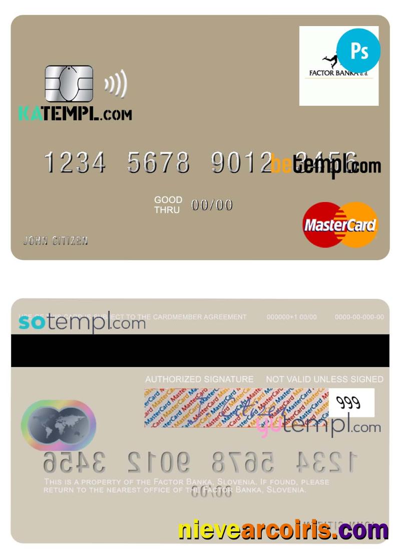 Professional Slovenia Factor Banka Mastercard Template In PSD Format
