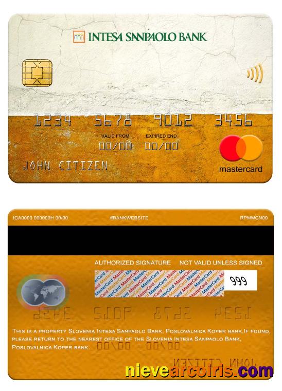 Slovenia Intesa Sanpaolo Bank, Poslovalnica Koper Bank Mastercard Sample