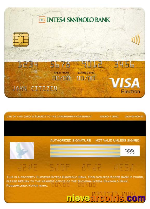 Slovenia Intesa Sanpaolo Bank, Poslovalnica Koper Bank Visa Elecron Card Preview