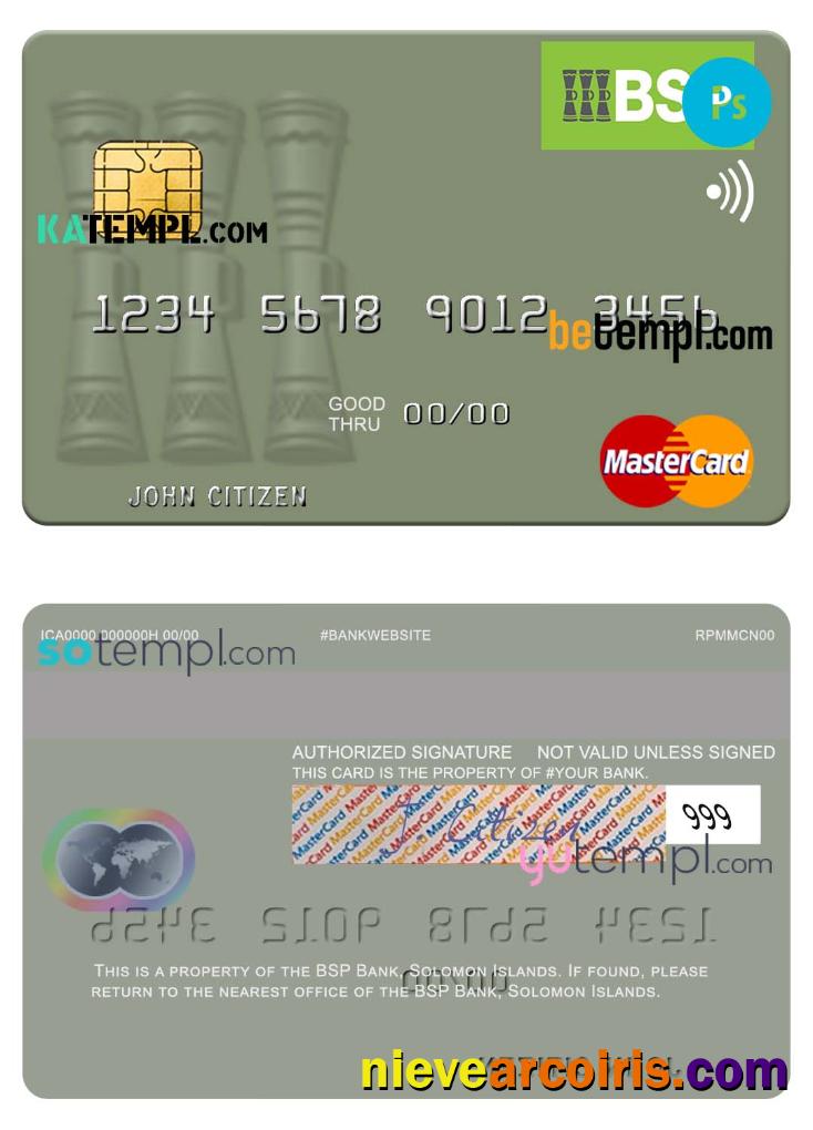 Editable Solomon Islands BSP Bank Mastercard Credit Card Template In PSD Format