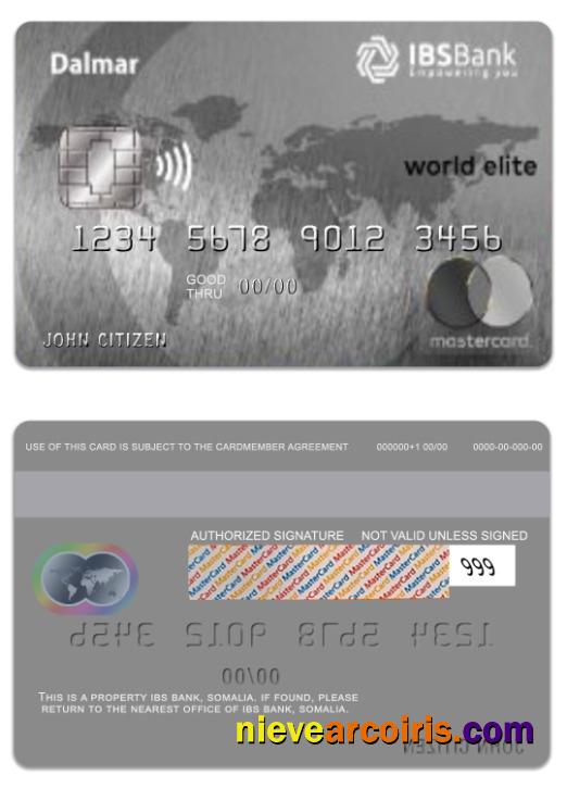 Somalia IBS Bank Dalmar World Elite Mastercard Preview