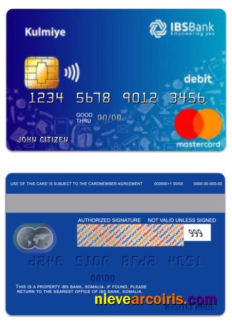 Somalia IBS Bank Kulmiye Debit Mastercard Template