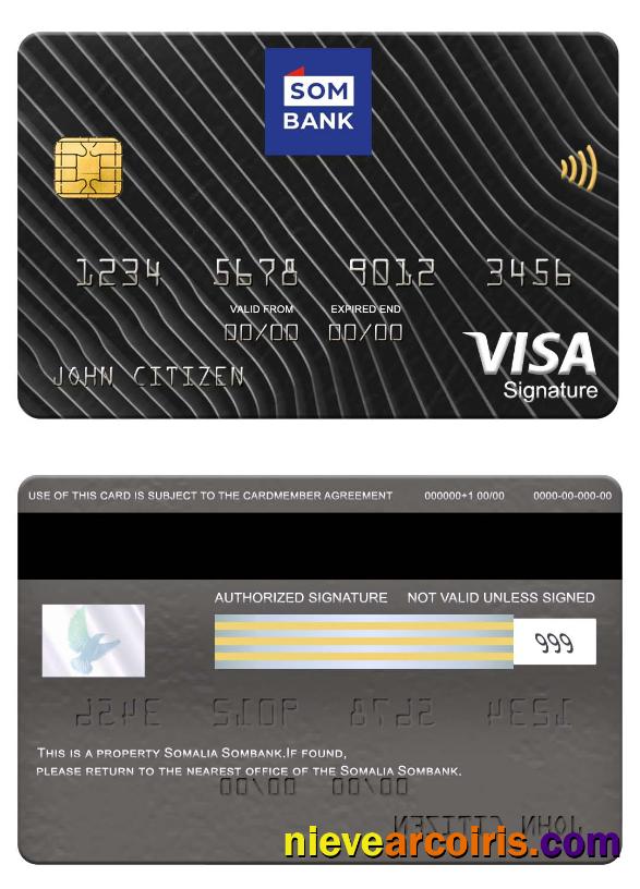 Somalia Sombank Visa Signature Card Template