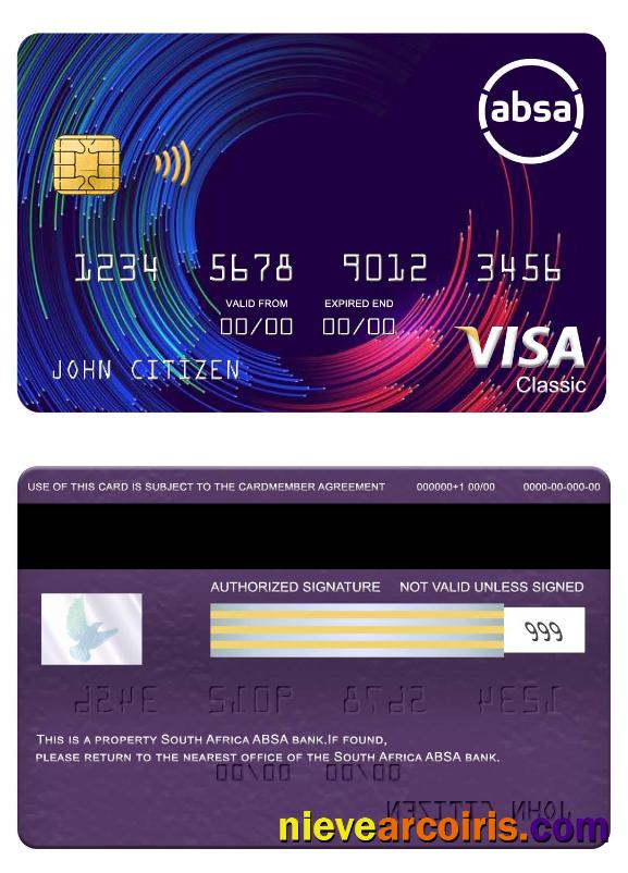South Africa ABSA Bank Visa Classic Card Sample