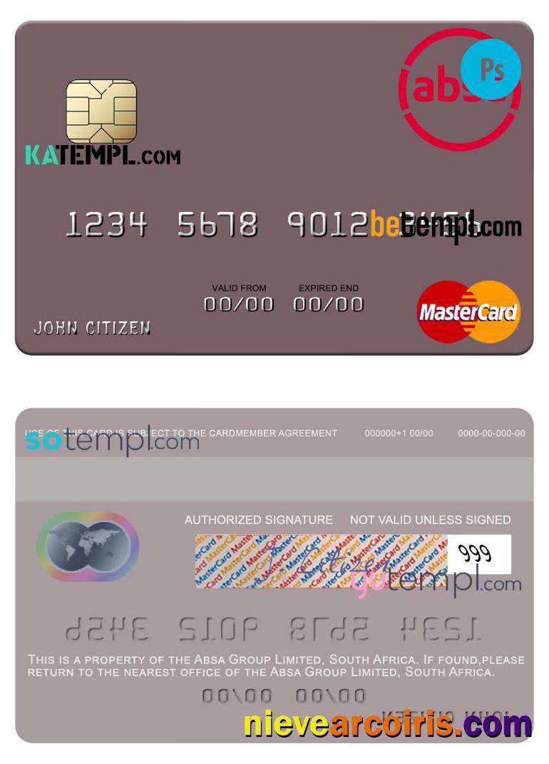 Premium South Africa Absa Group Limited Mastercard Credit Card Template In PSD Format