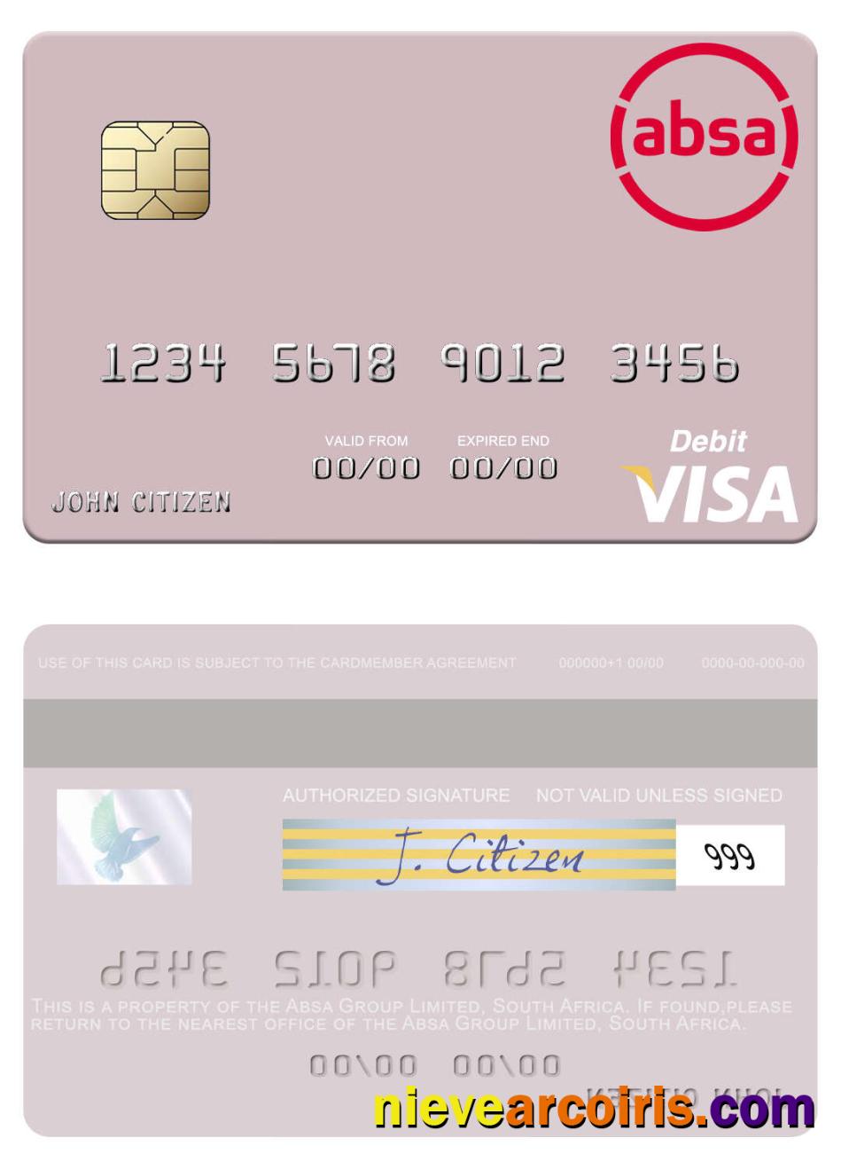South Africa Absa Group Limited Visa Debit Card Template