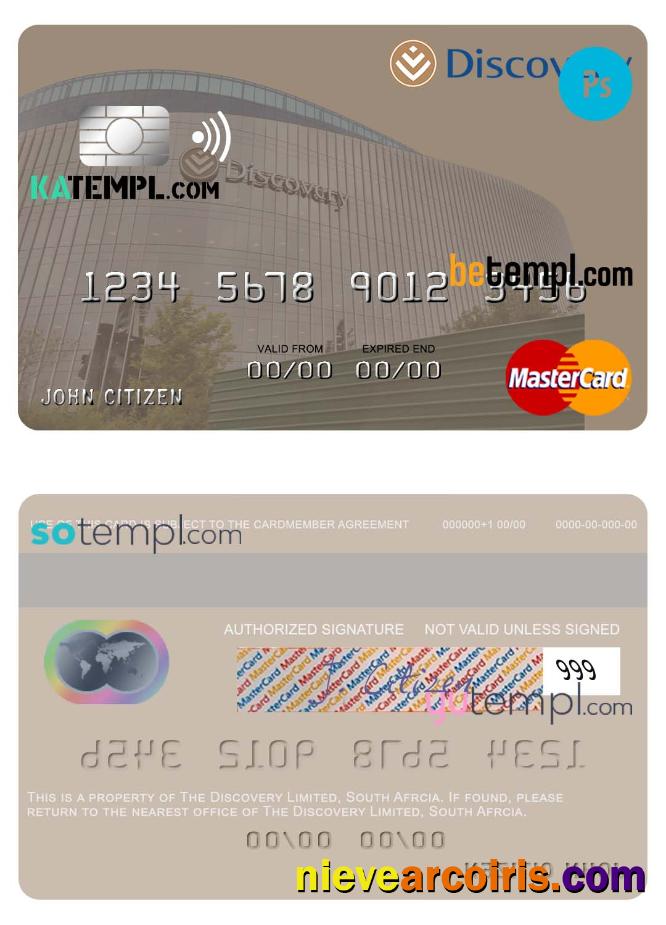 Premium South Africa Discovery Limited Mastercard Credit Card Template In PSD Format