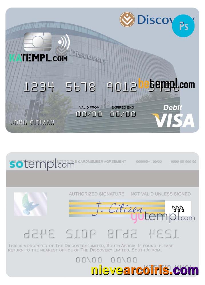Realistic South Africa Discovery Limited Visa Debit Card Template In PSD Format