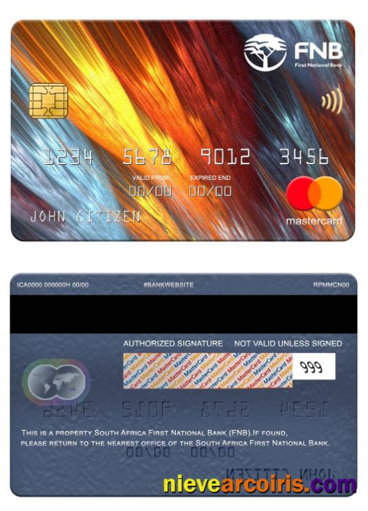 South Africa First National Bank (FNB) Mastercard Sample