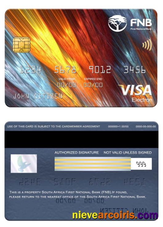 South Africa First National Bank (FNB) Visa Electron Card Sample