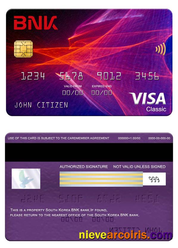 South Korea BNK Bank Visa Classic Card Preview
