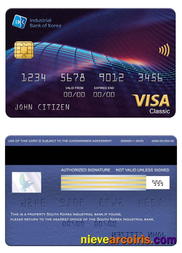 South Korea Industrial Bank Visa Classic Card Sample