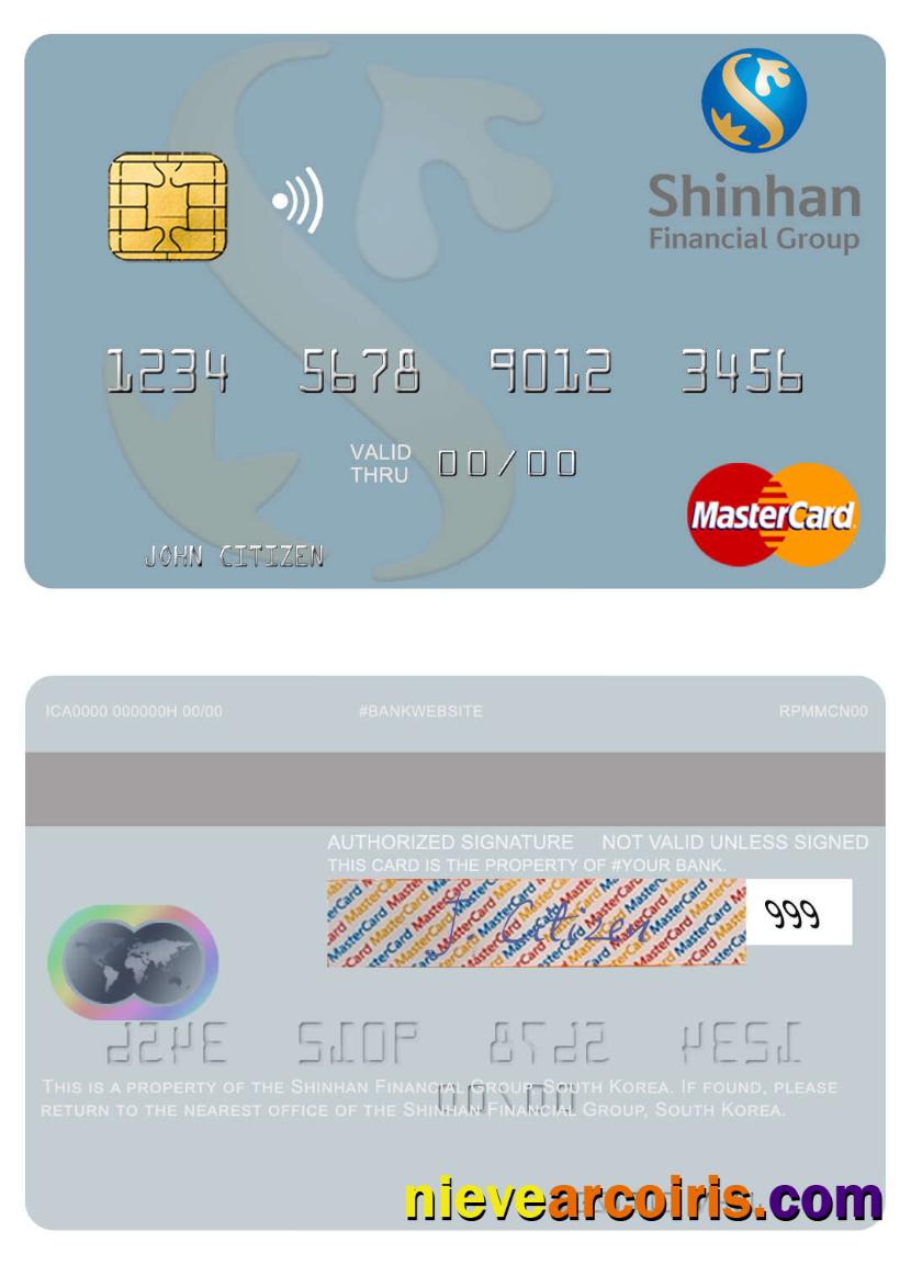 South Korea Shinhan Financial Group Mastercard Template