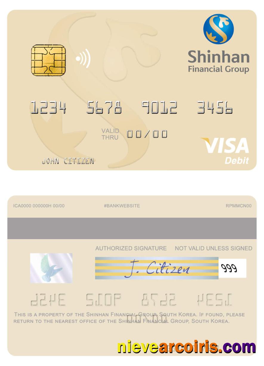 South Korea Shinhan Financial Group Visa Debit Card Preview