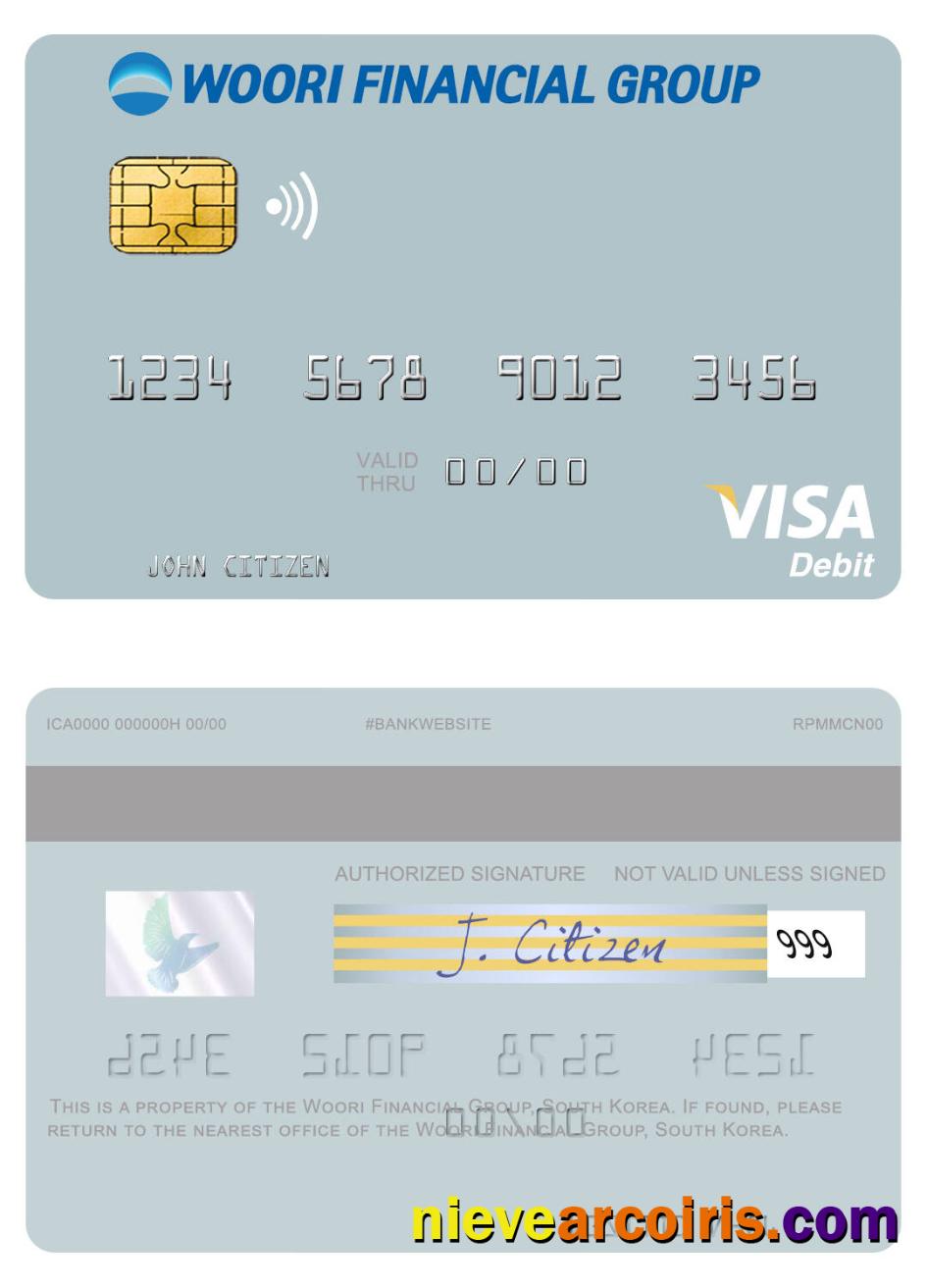 South Korea Woori Financial Group Visa Debit Card Sample