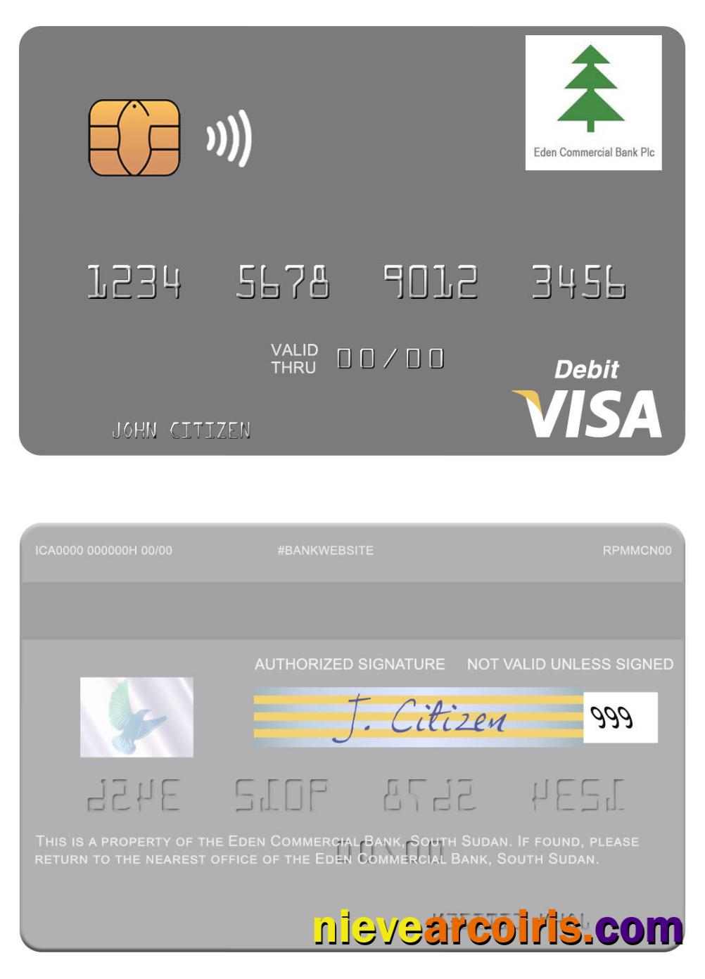 South Sudan Eden Commercial Bank Visa Debit Card Preview