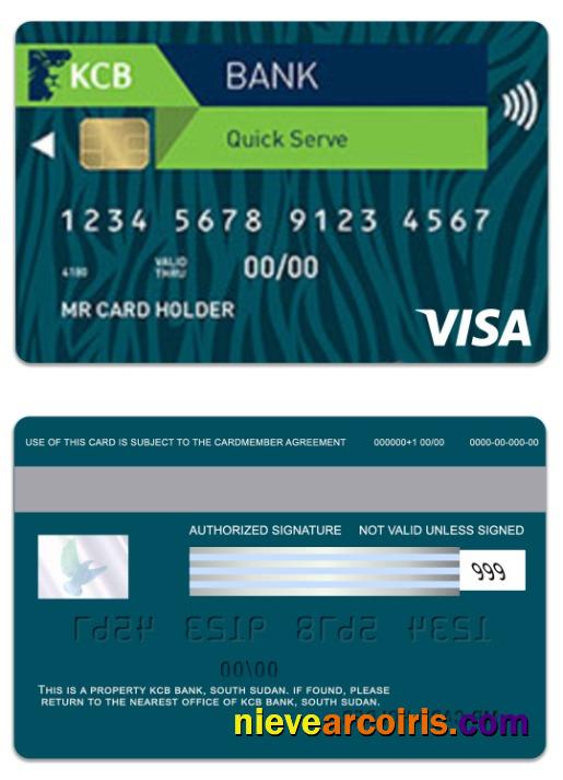 South Sudan KCB Bank Visa Card Template