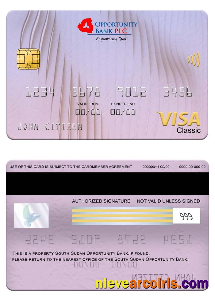 South Sudan Opportunity Bank Visa Classic Card Sample