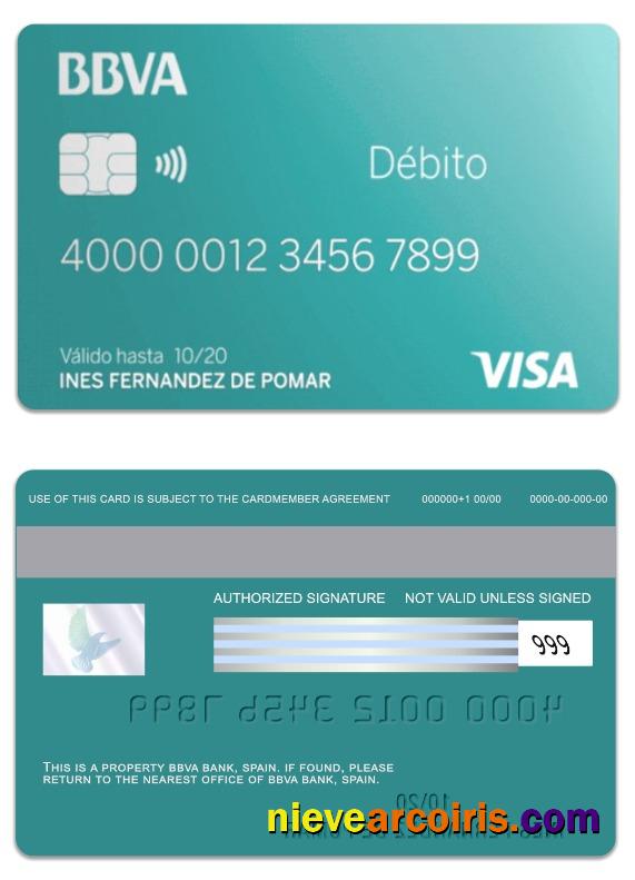Spain BBVA Bank Visa Debit Card Template
