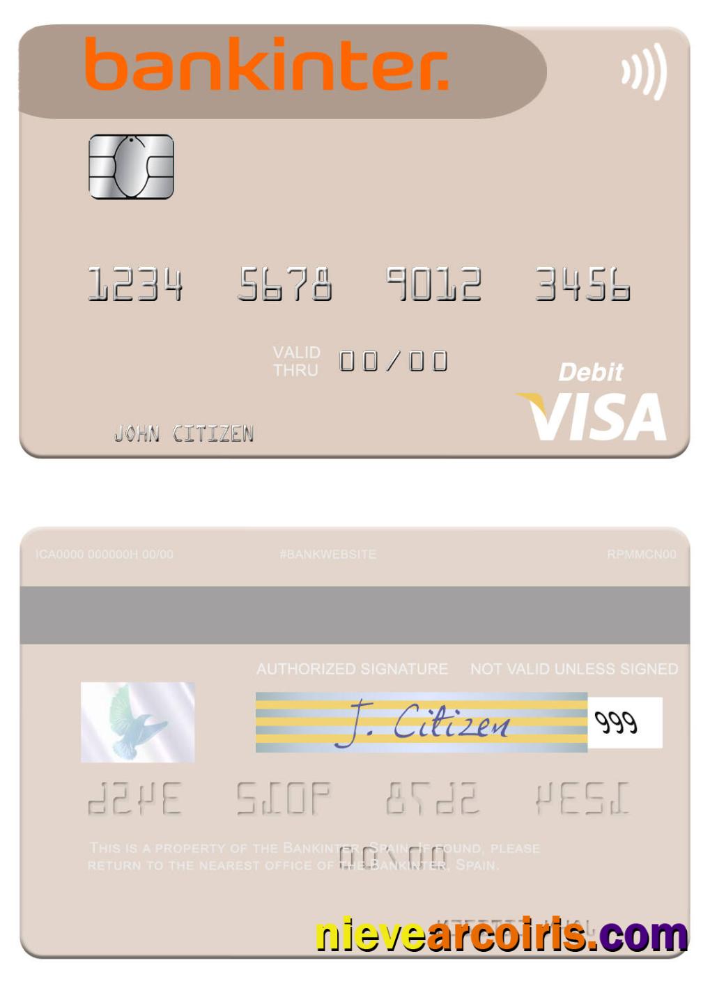 Spain Bankinter Visa Debit Card Preview