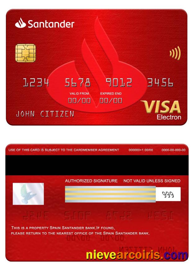 Spain Santander Bank Visa Electron Card Sample