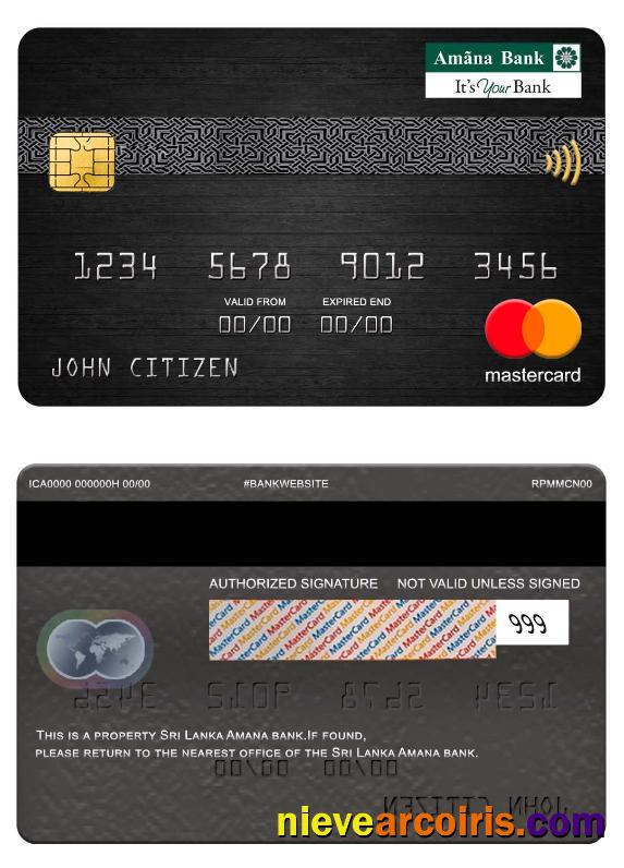 Sri Lanka Amana Bank Mastercard Sample