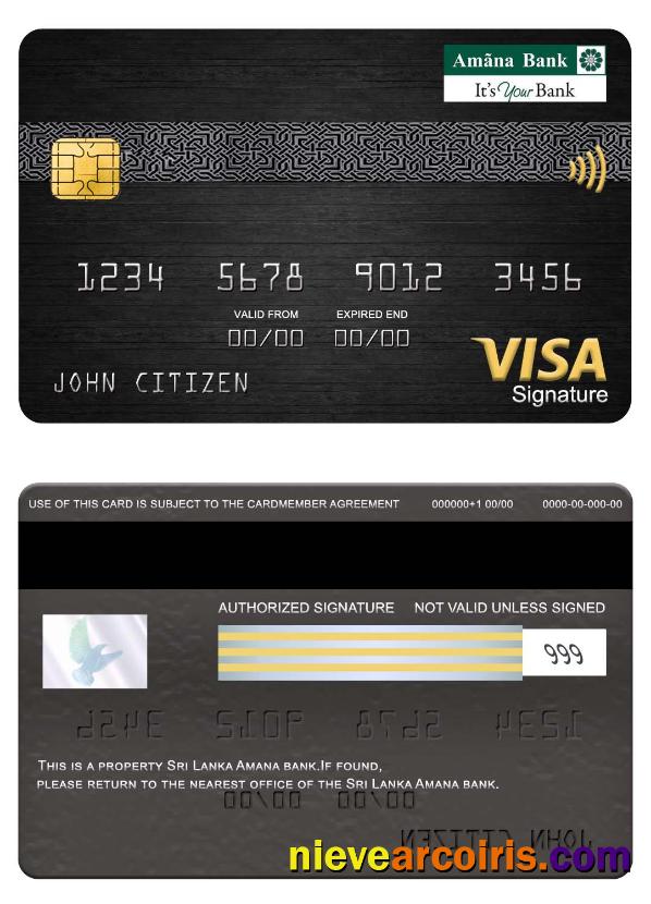 Sri Lanka Amana Bank Visa Signature Card Template