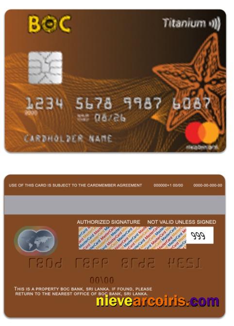 Sri Lanka BOC Bank Titanium Mastercard Sample