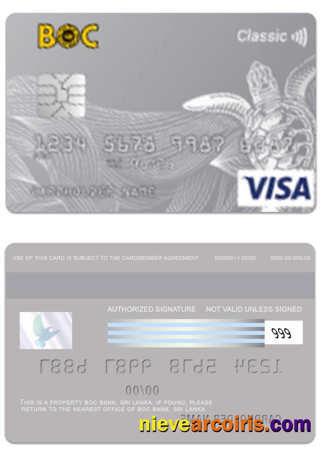 Sri Lanka BOC Bank Visa Classic Card Photolook