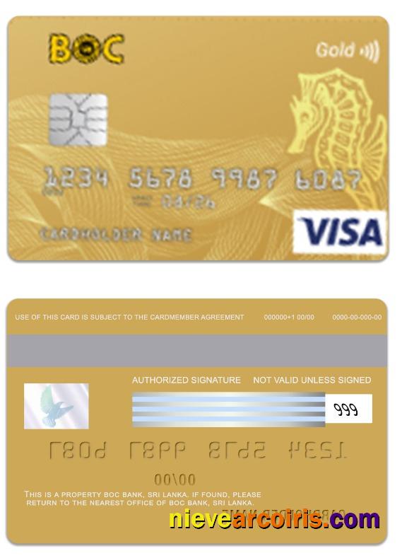 Sri Lanka BOC Bank Visa Gold Card Photolook