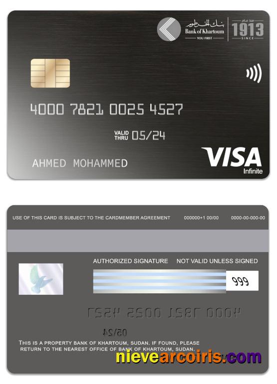 Sudan Bank Of Khartoum Visa Infinite Card Template
