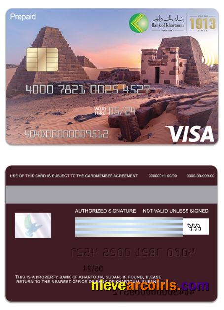 Sudan Bank Of Khartoum Visa Prepaid Card Template