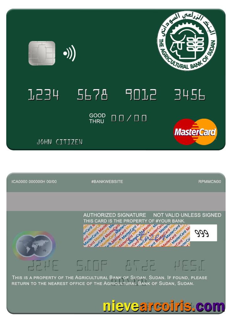 Sudan The Agricultural Bank Of Sudan Mastercard Template