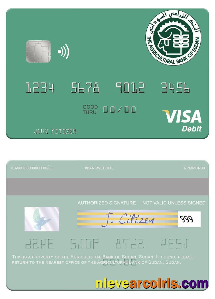 Sudan The Agricultural Bank Of Sudan Visa Debit Card Photolook