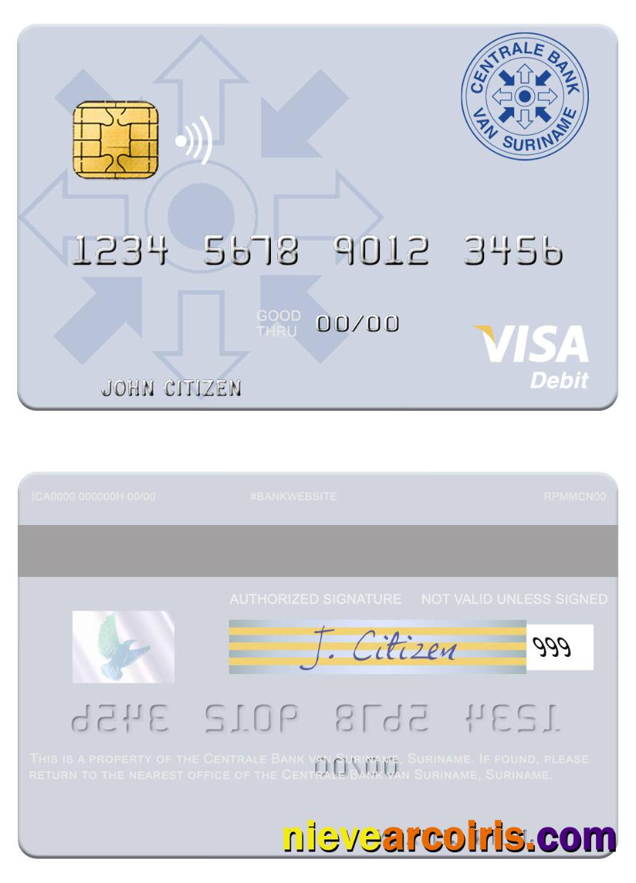 Suriname Centrale Bank Van Suriname Visa Debit Card Preview