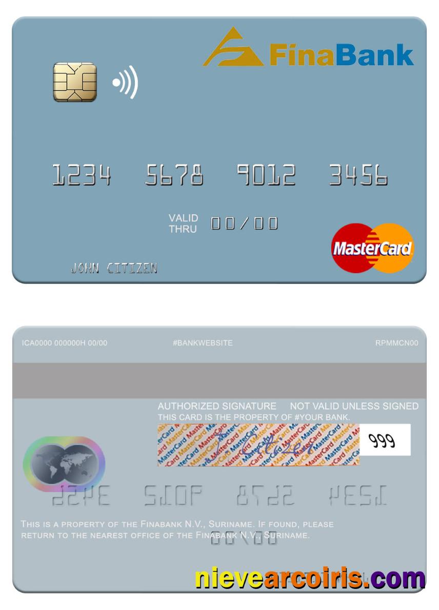 Suriname Finabank N.V. Mastercard Sample