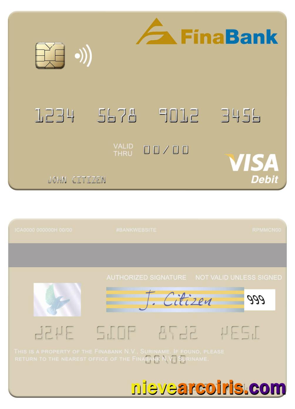 Suriname Finabank N.V. Visa Debit Card Photolook