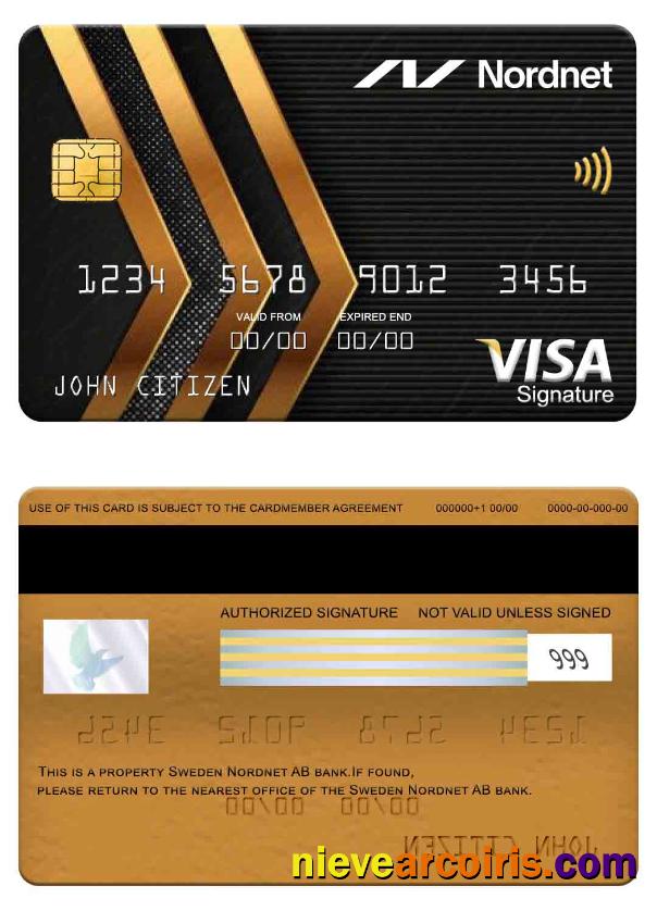 Sweden Nordnet AB Bank Visa Signature Card Sample