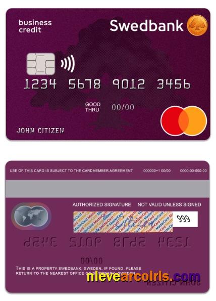 Sweden SwedBank Credit Mastercard Template