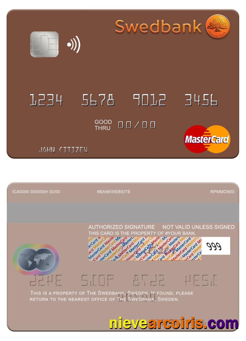 Sweden Swedbank Mastercard Sample